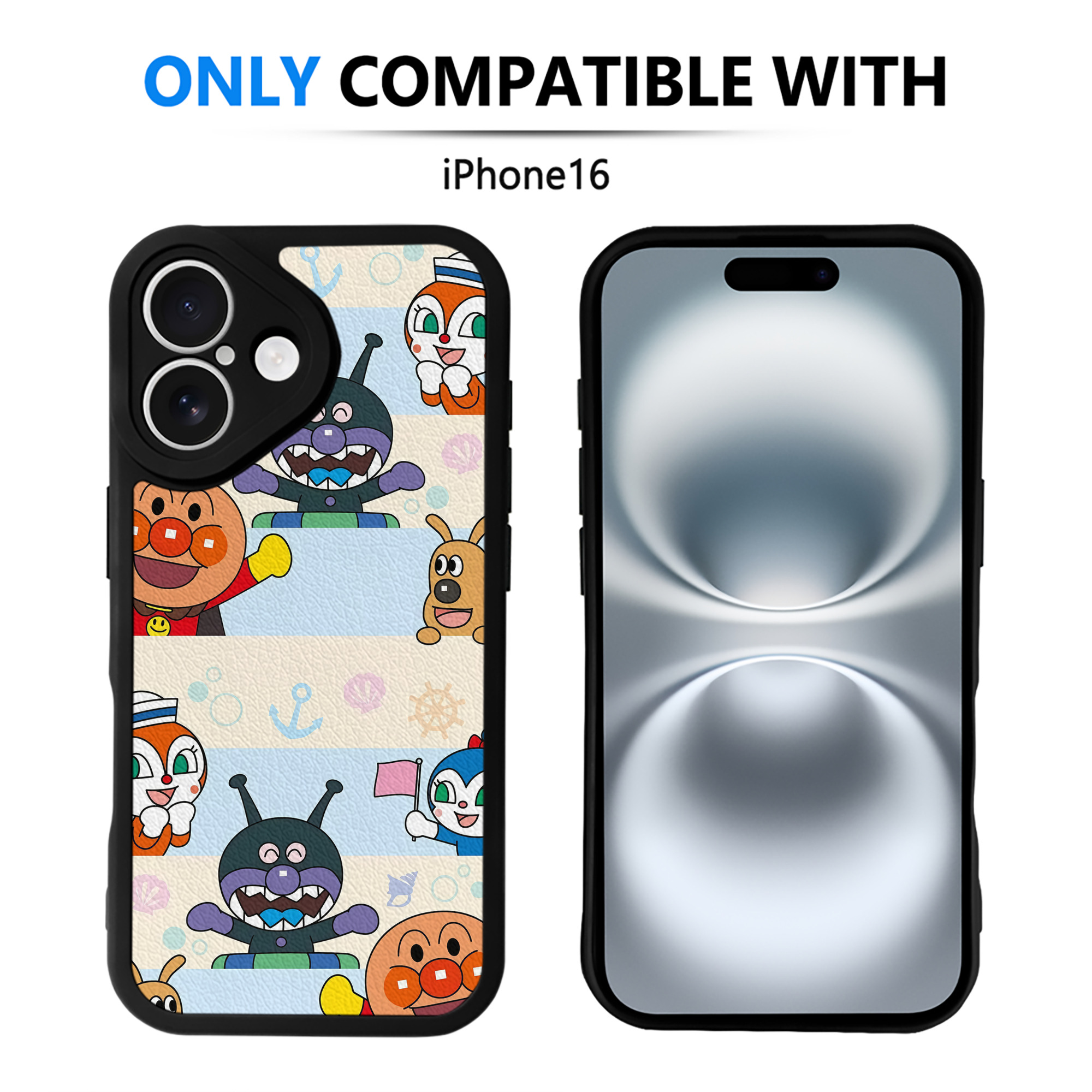 （画像用） アンパンマン Anpanman 【iPhone 16シリーズ対応】シリコンスマホケース（レザー調） 材質：シリコン